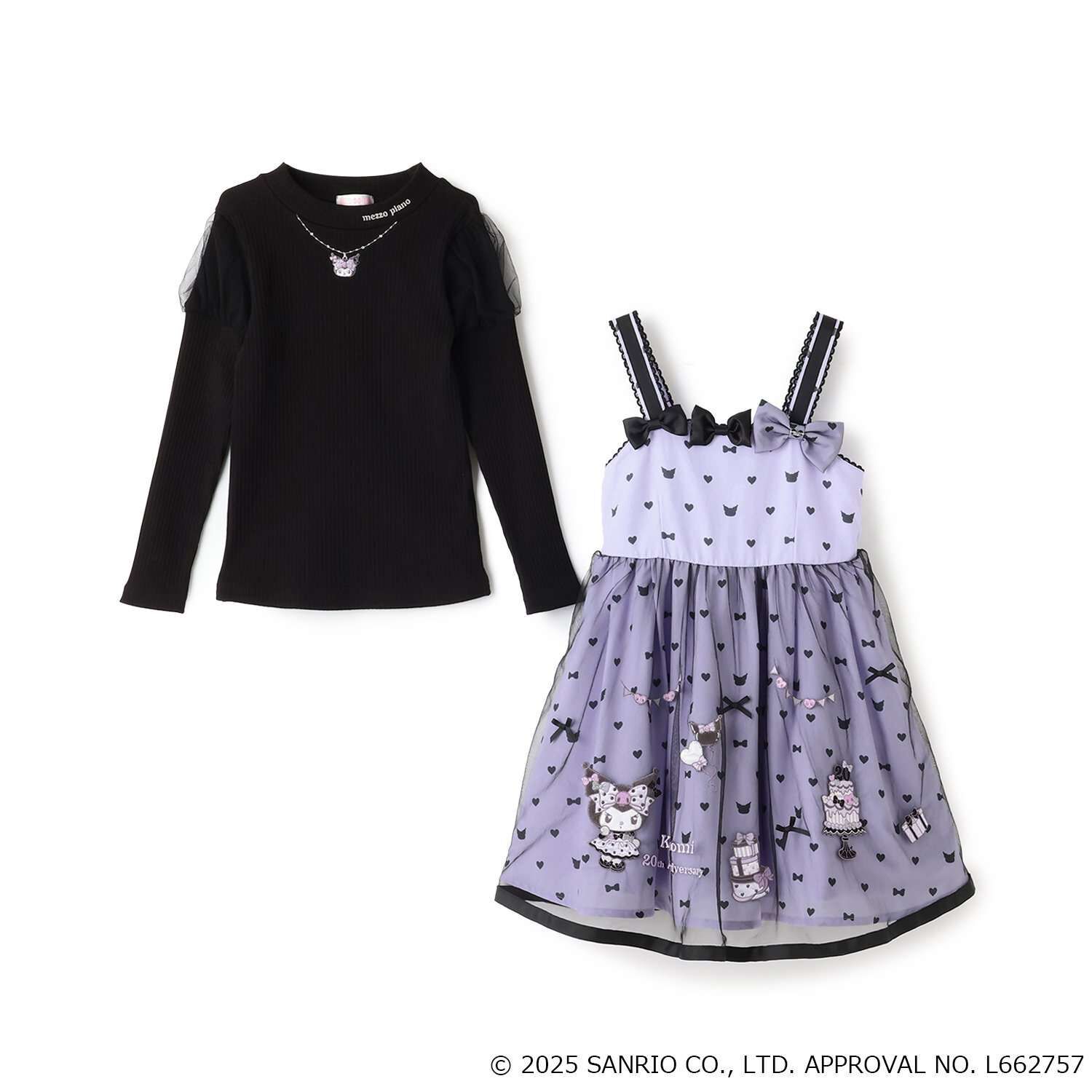 My Melody / Kuromi Ribbed T-Shirt & One-Piece Dress Set | Narumiya