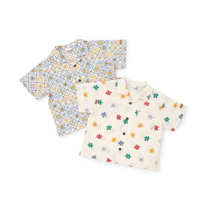 [Link] Cotton Rayon All-Over Pattern Open-Collar Shirt,Multi color, medium image number 17