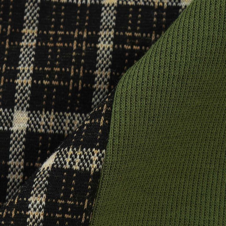 Jacquard Checkered Panel Sweatshirt,Moss green, medium image number 5