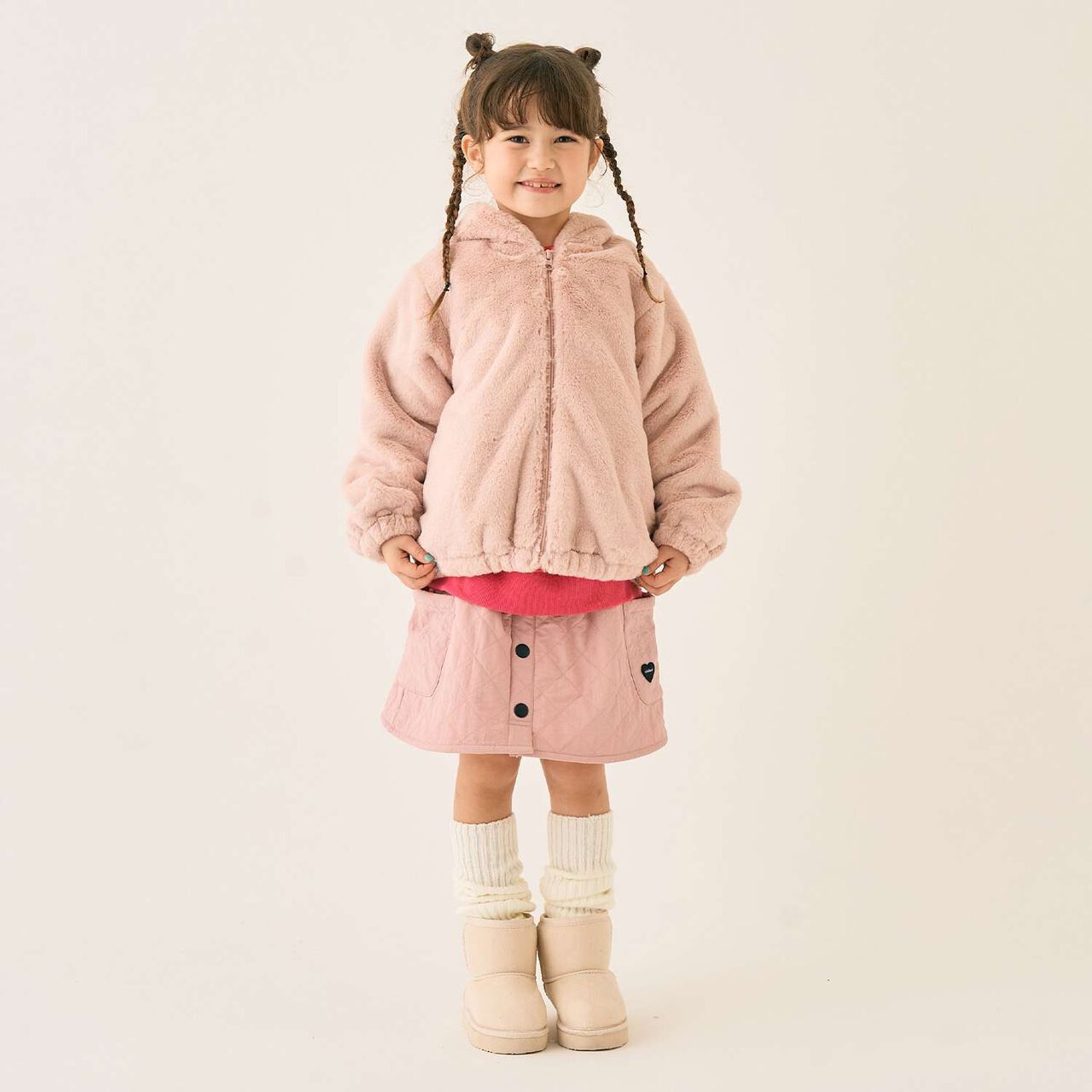 Faux Fur Bomber Jacket,Pink, large image number 16