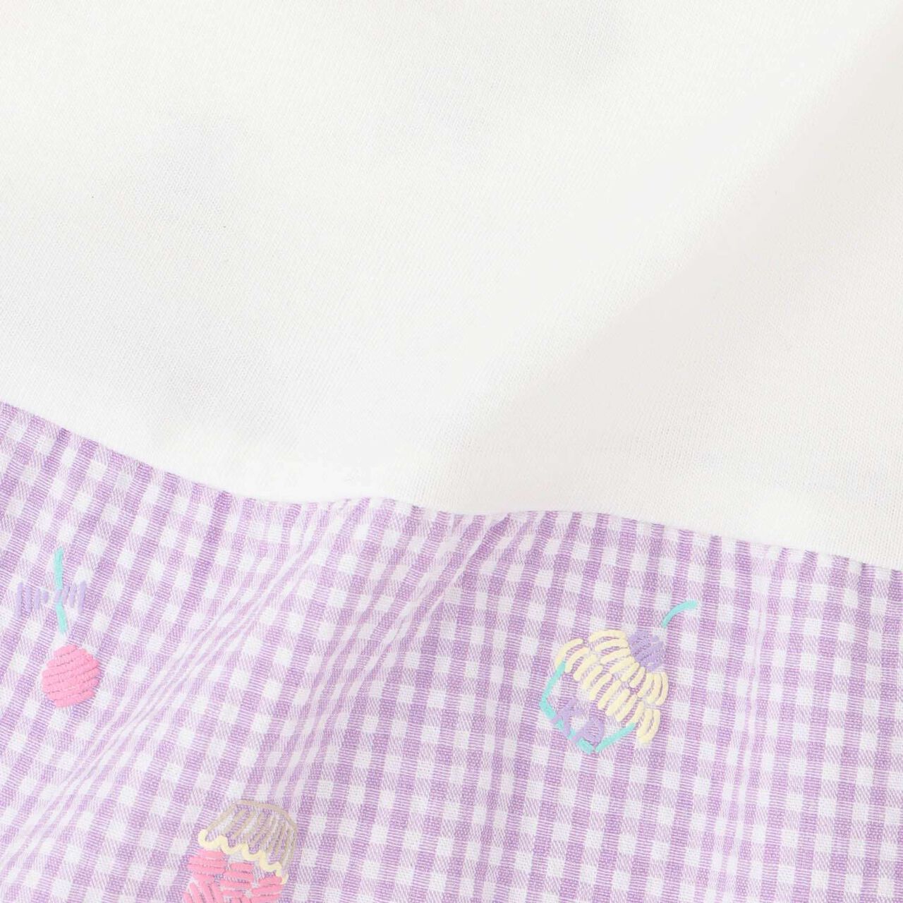 Pre-Dyed Check Foam Print Tiered One-Piece,Lavender, large image number 7
