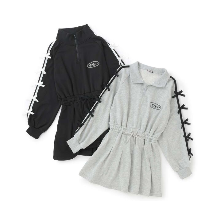 Sleeve Ribbon One-Piece Dress,Medium gray, medium image number 2