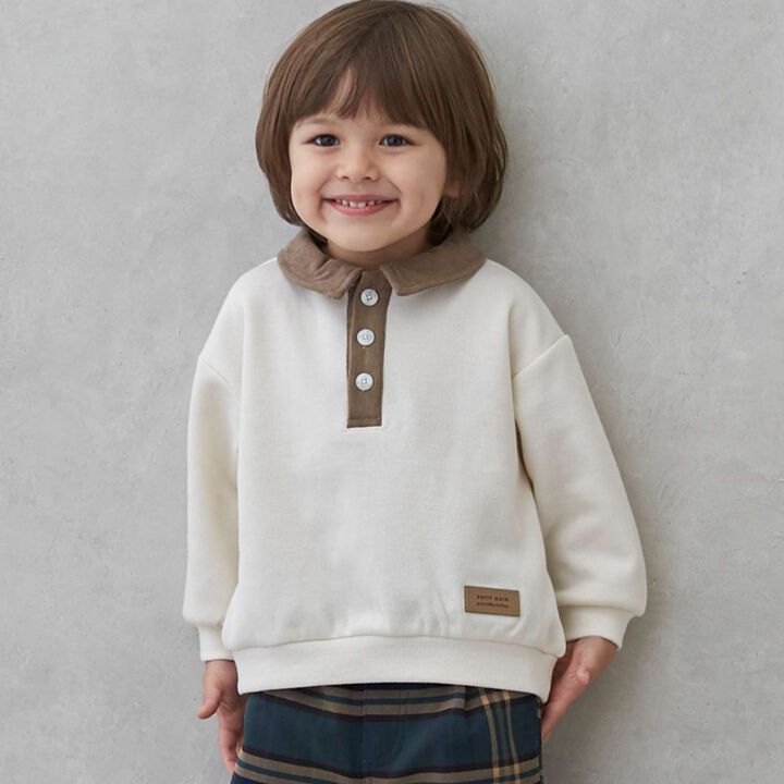 Color-Blocked Wool Lined Sweatshirt with Collar,, medium