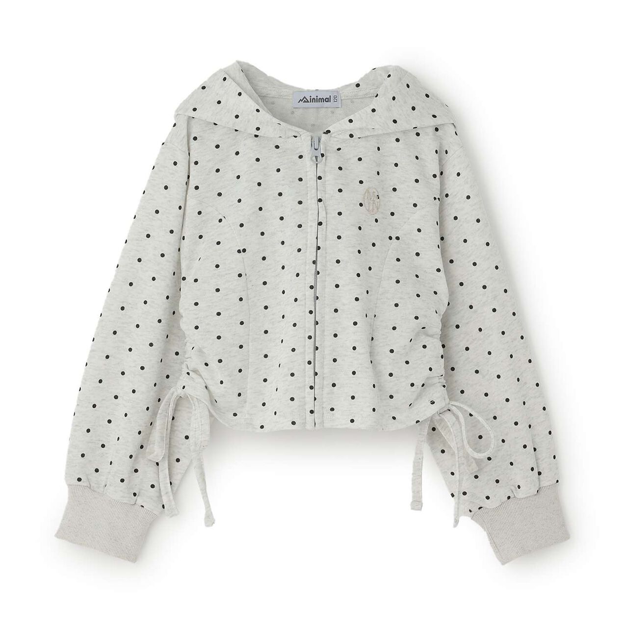 Drawstring Polka Dot Zip Parka,Smoke white, large image number 7