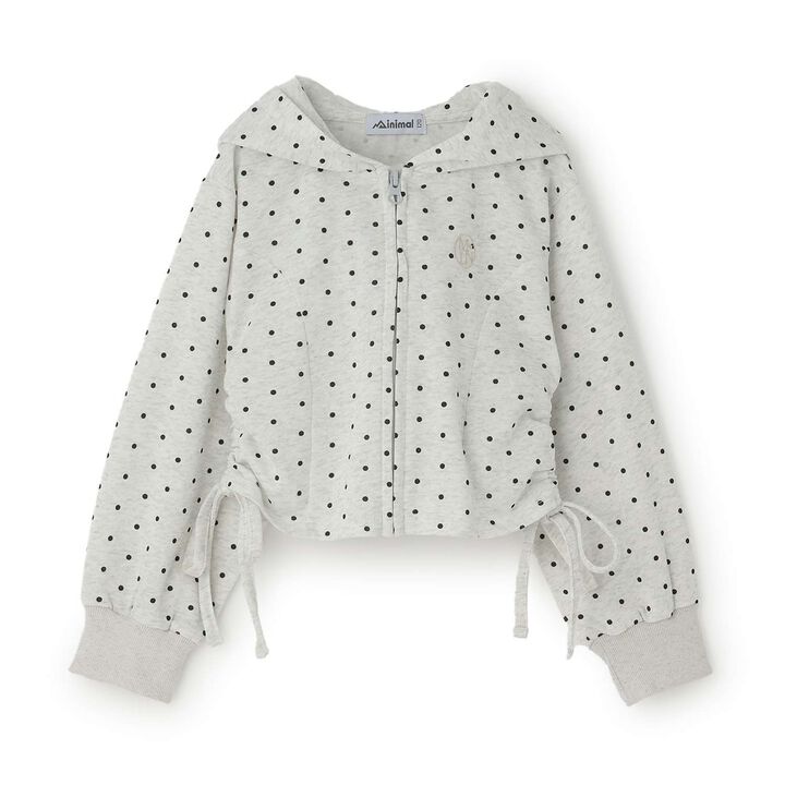 Drawstring Polka Dot Zip Parka,Smoke white, medium image number 7
