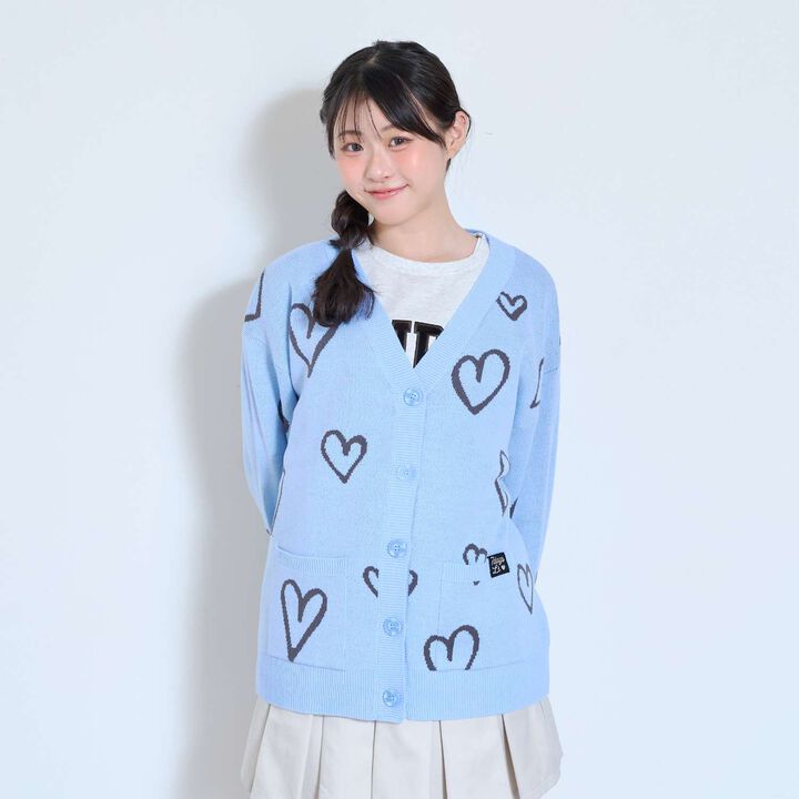 [7days/Washable] Heart Pattern Cardigan,Lavender, medium image number 4