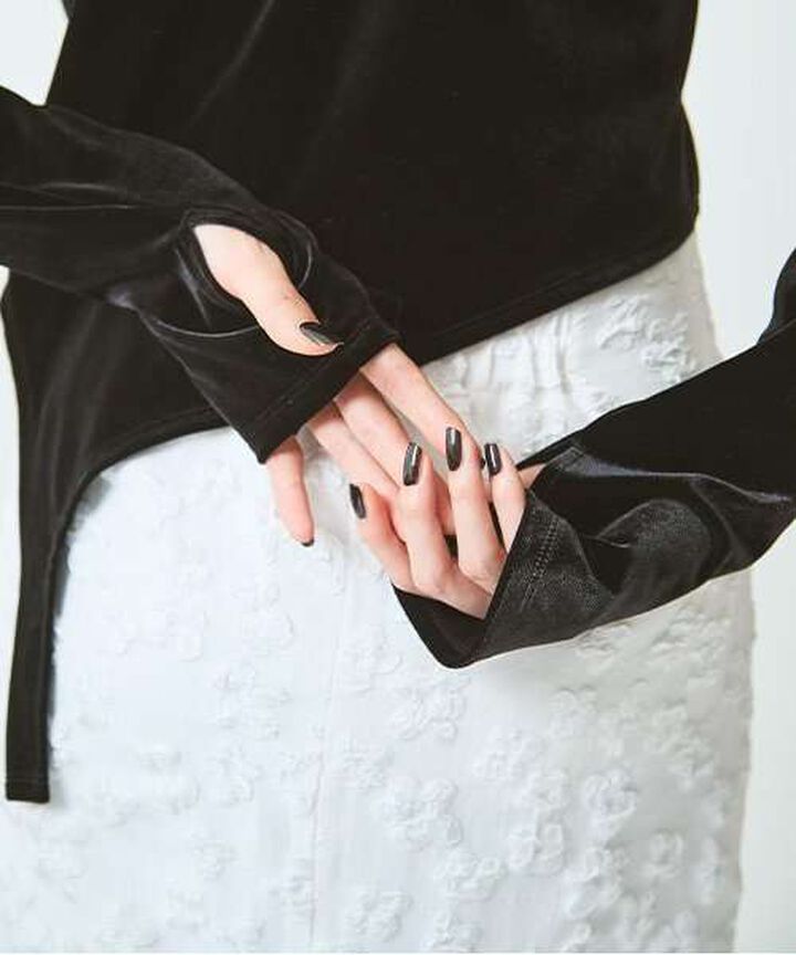 Velour Sequin Pullover,Blue gray, medium image number 4