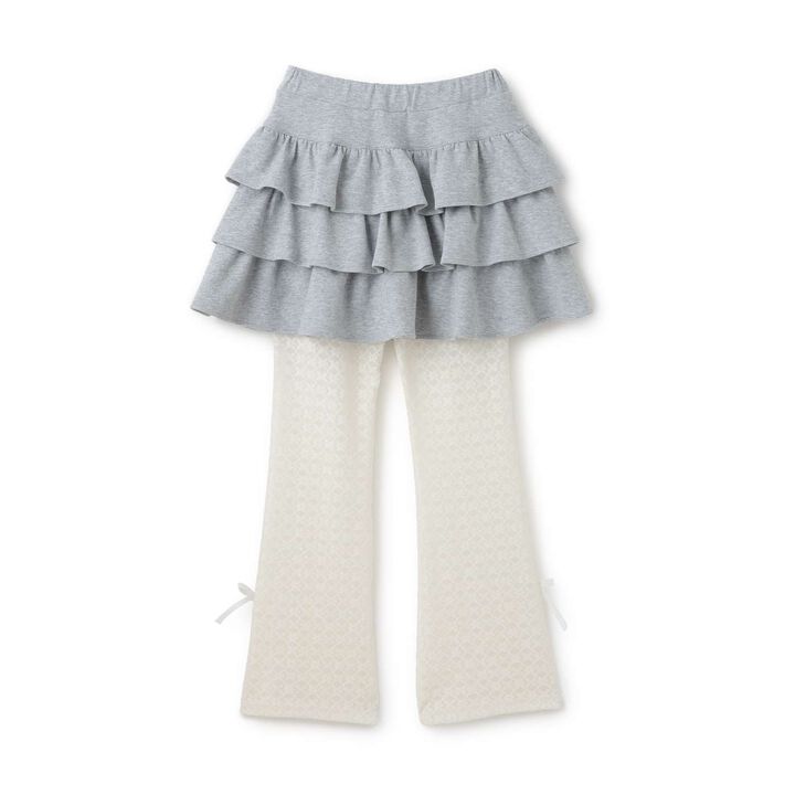 Frilly Tiered Skirt & Lace Pants Set,Ivory, medium image number 1