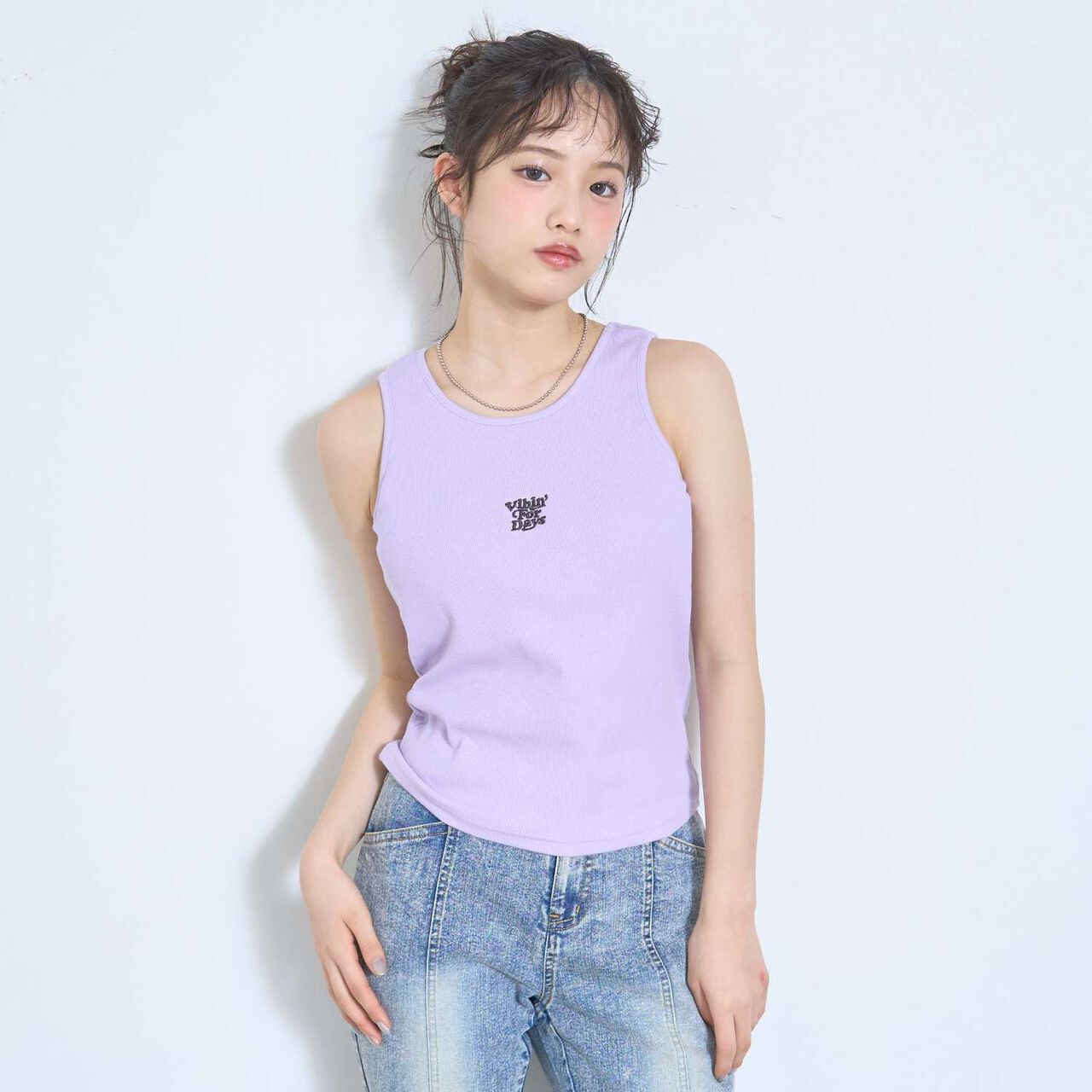 Ribbed Tank Top with Cup,Black, large image number 2