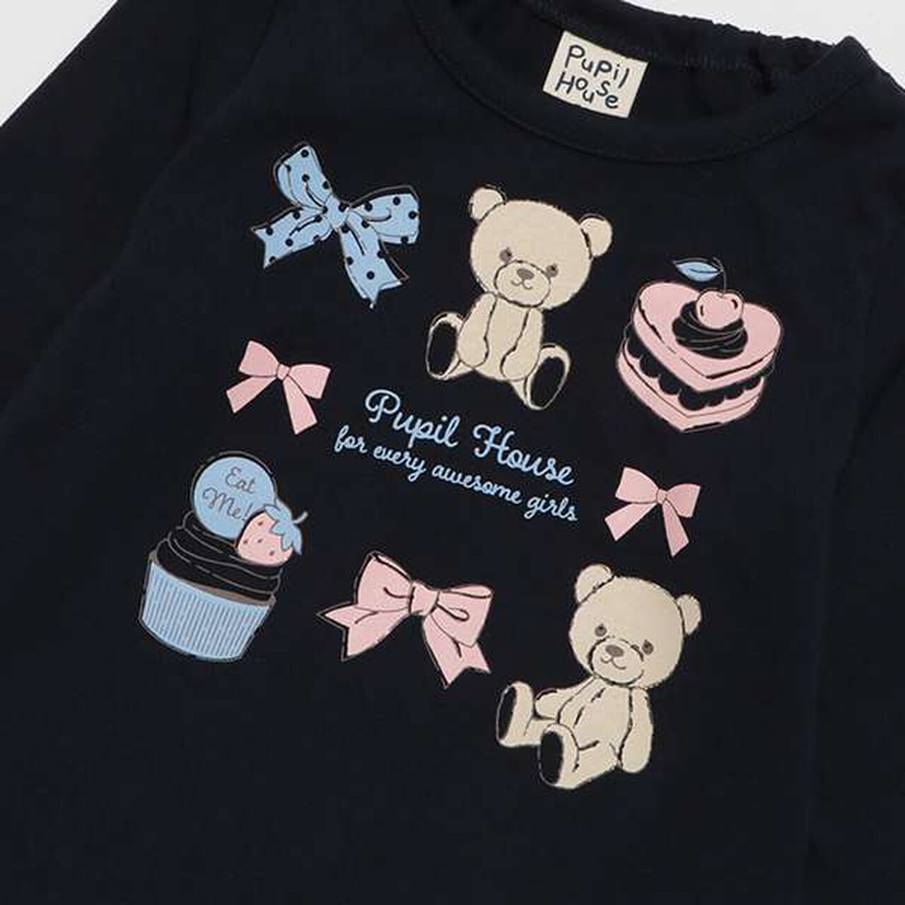 990T Long-Sleeve Bear Ribbon Sweets,Pink, large image number 3