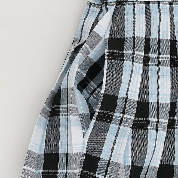 Side Heart Belt Check Pleated Skirt-Pants,Sax blue, medium image number 4