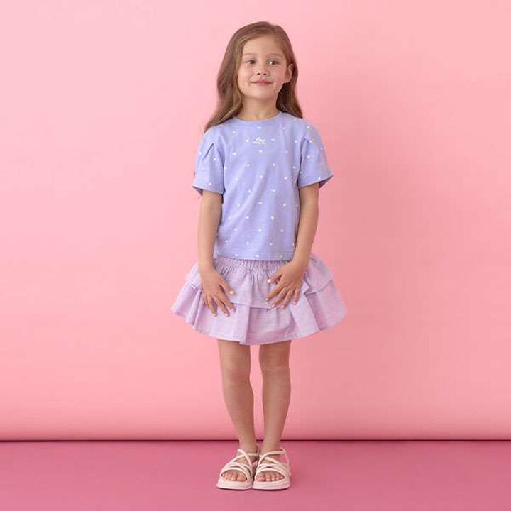 [Soft Cotton] Assorted All-Over Pattern T-Shirt with Tuck Sleeves,Moderate blue, medium image number 15