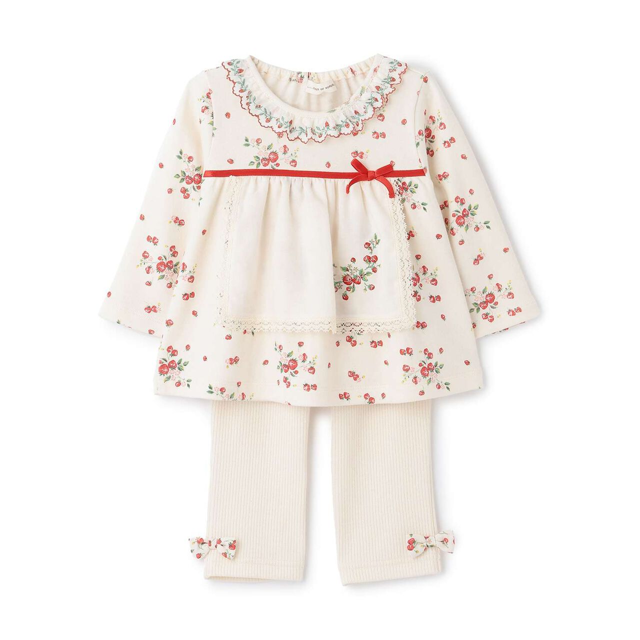 Wild Strawberry Baby Suit [Organic] [Made in Japan],Pearl white, large image number 0
