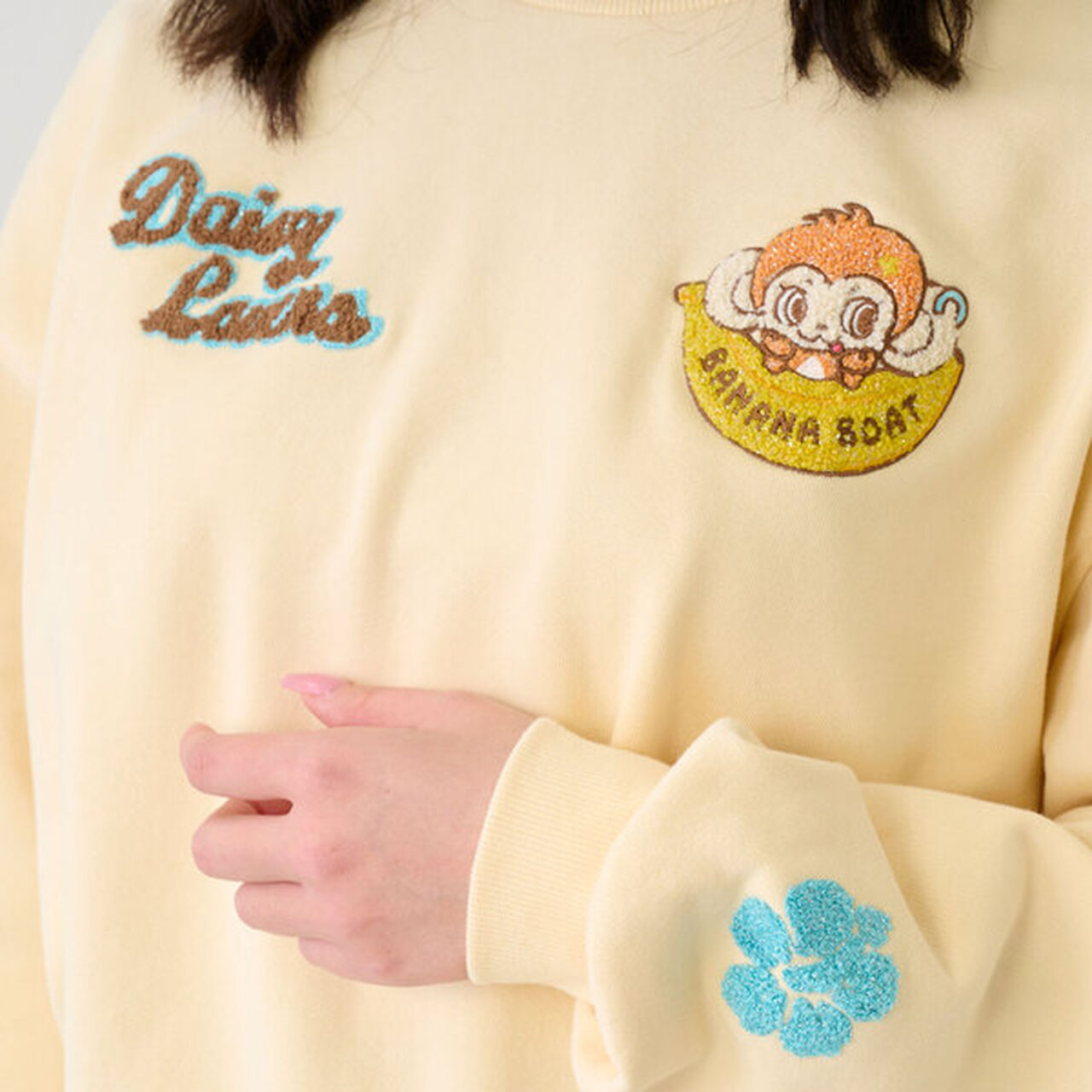 Lucky Sagara Embroidery Sweatshirt,Cream, large image number 3