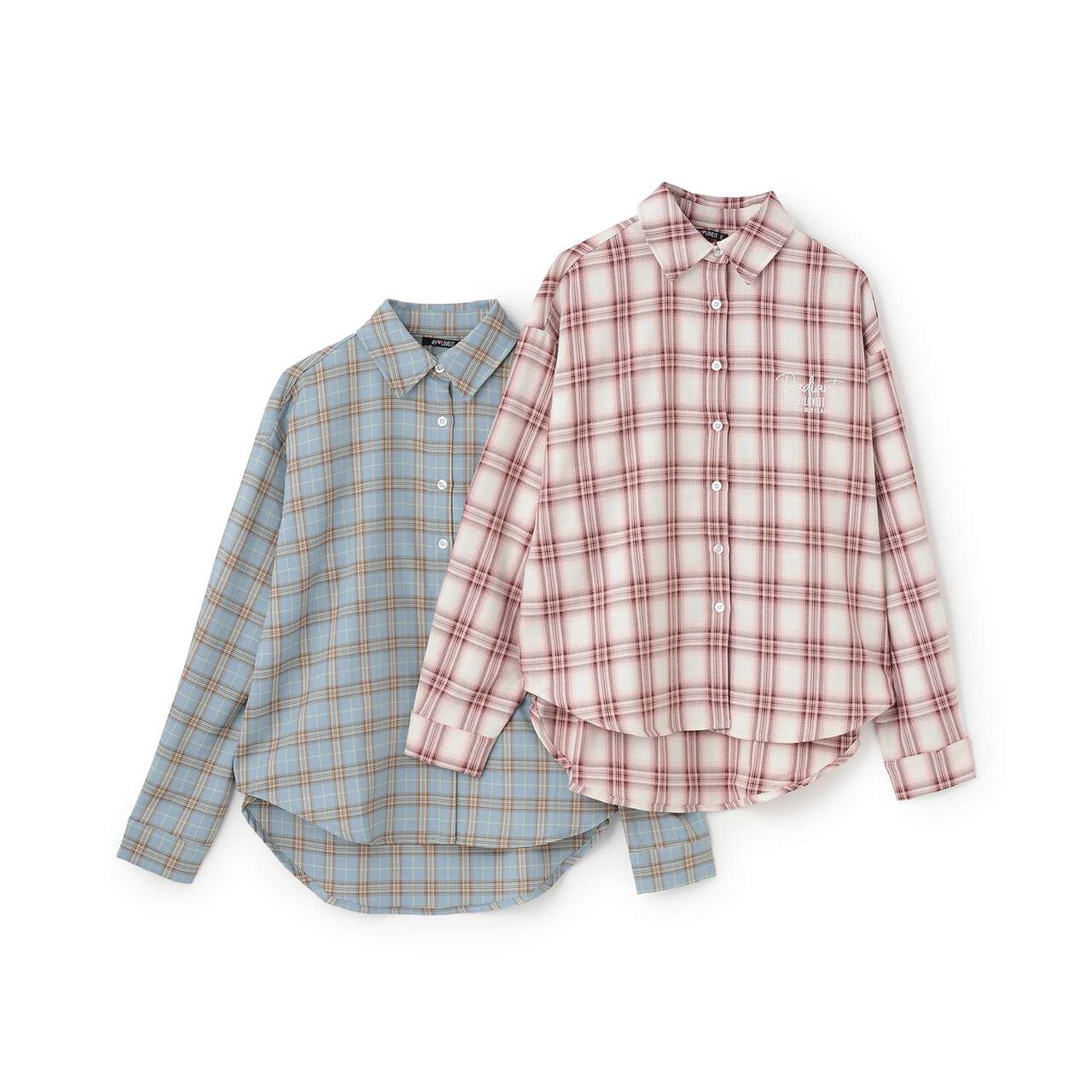 Checkered Loose Shirt,Blue, large image number 8