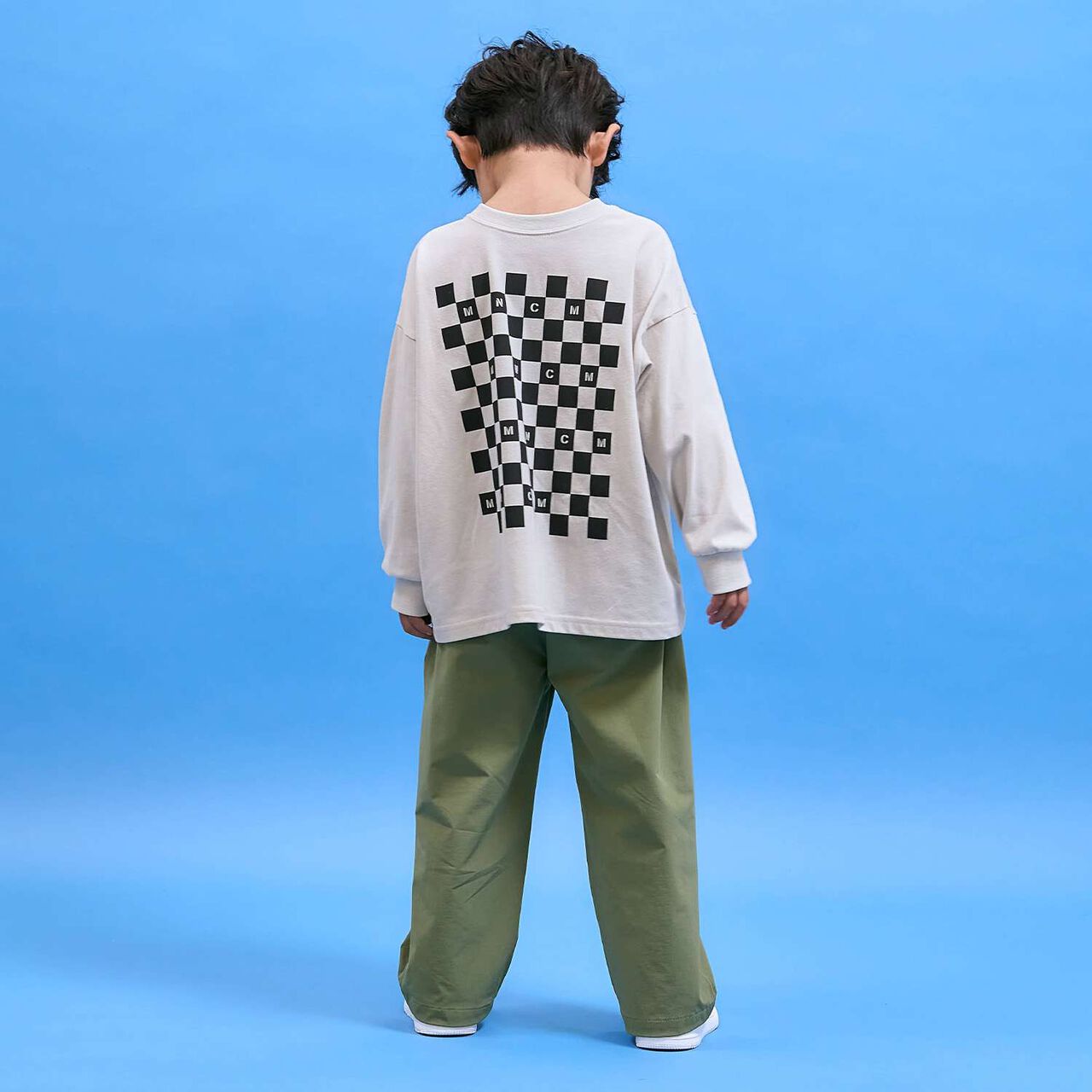 [Anti-Stain & Quick-Dry & Shape Retention] Checker Flag Printed T-Shirt [MNCM],Navy, large image number 16