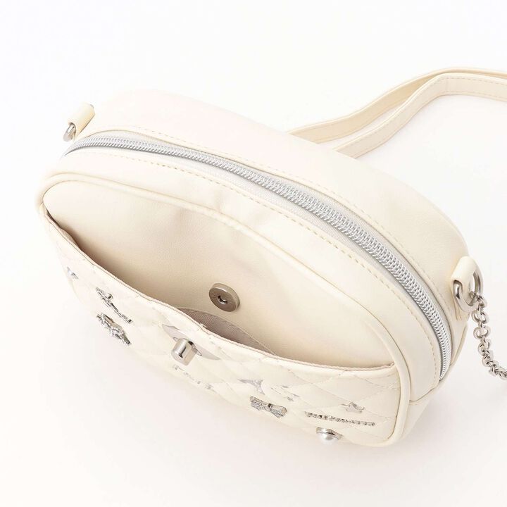 Quilted Motif Mini Shoulder Bag,Off white, medium image number 6