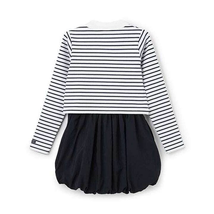 [Link] Collar Long Sleeve T-Shirt and Balloon Skirt Set,Multi color, medium image number 1