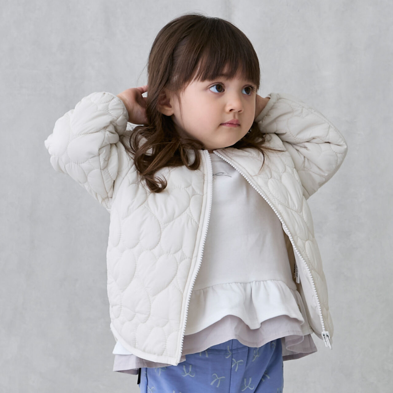 Link Heart Quilted Jacket,Ivory, large image number 0