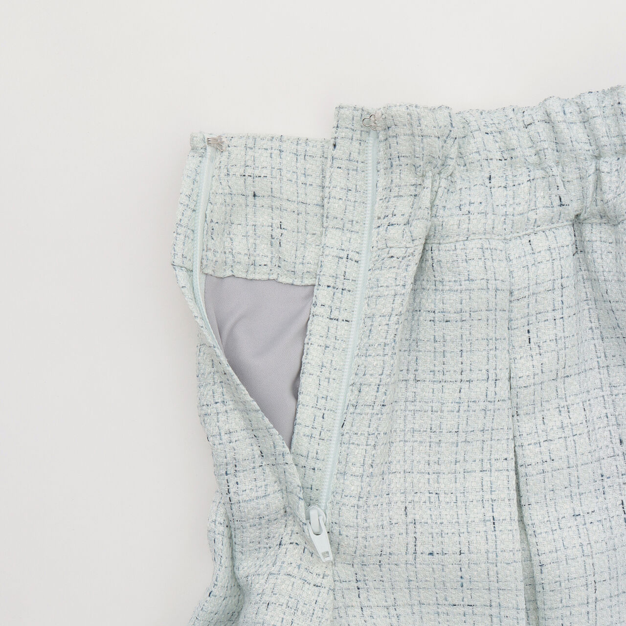 Lame Tweed Tacked Flare Shorts♪,Light blue, large image number 3