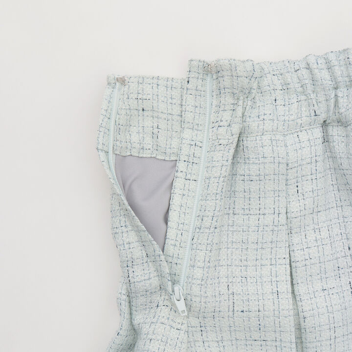 Lame Tweed Tacked Flare Shorts♪,Light blue, medium image number 3