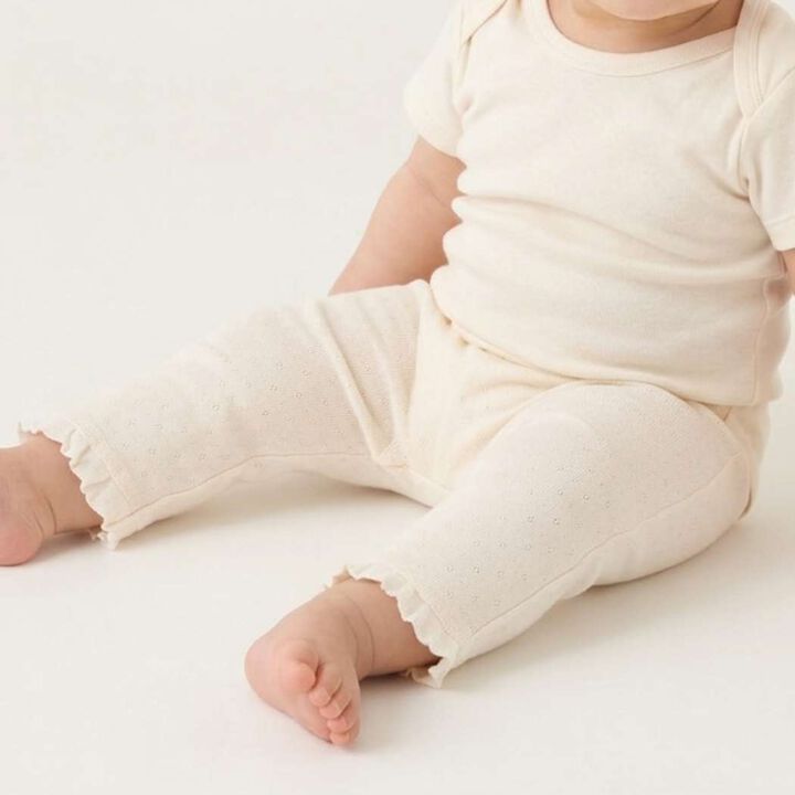 Affordable Hem Frill 3/4 Length Leggings,Off white, medium image number 0
