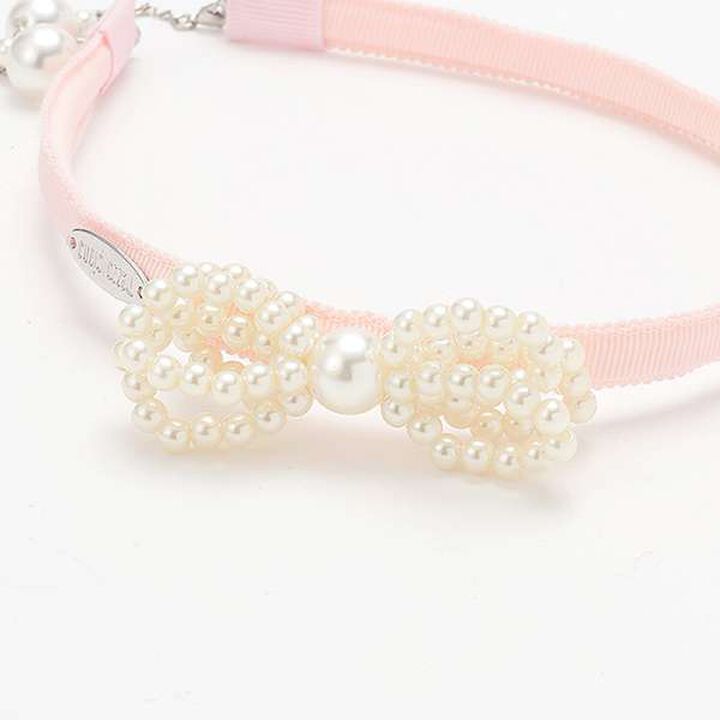 Charm-Embellished Pearl Ribbon Headband,Black, medium image number 1