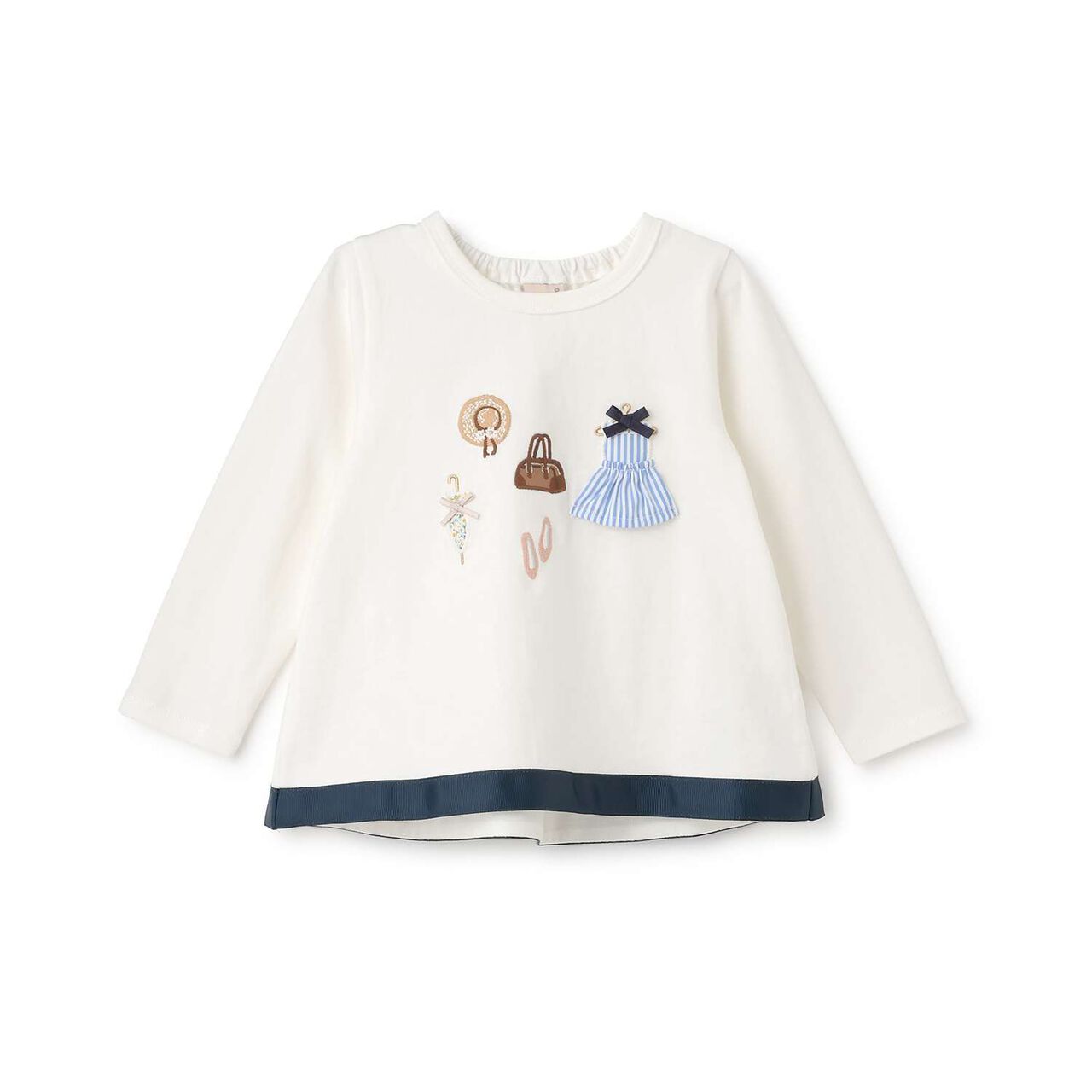 Clothing Motif Long-Sleeve T-Shirt,Navy, large image number 9