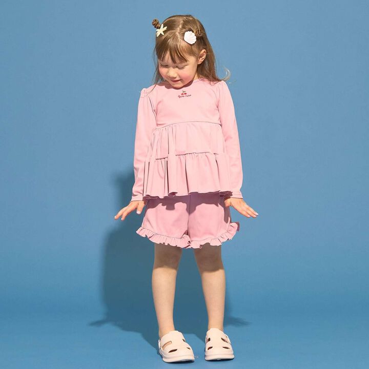 [SWIM] [UV Protection] Tiered Rash Guard & Frilled Pants Set,Pink, medium image number 16