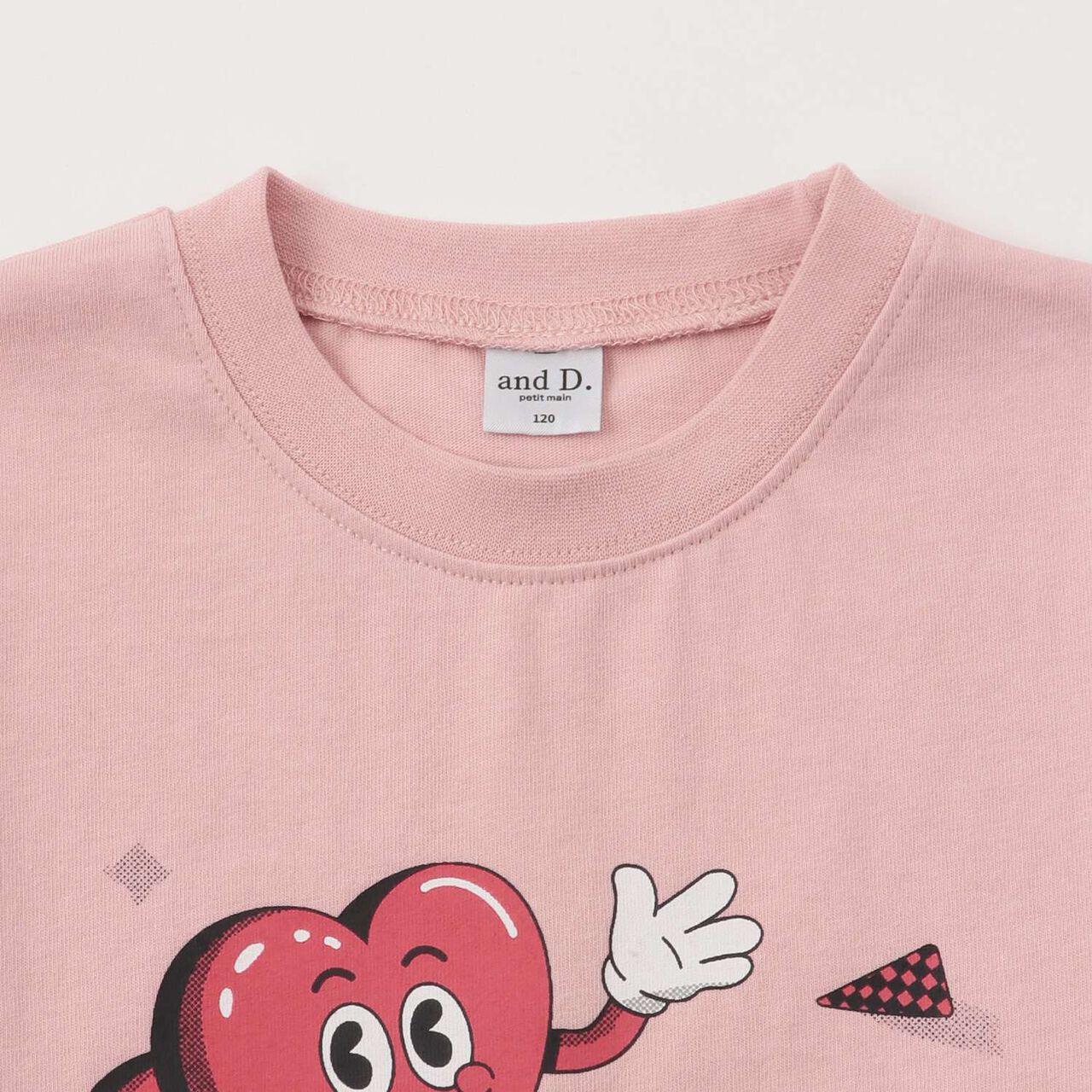 [USA Cotton] Heart Character Motif Wide Long Sleeve T-Shirt,Charcoal gray, large image number 2