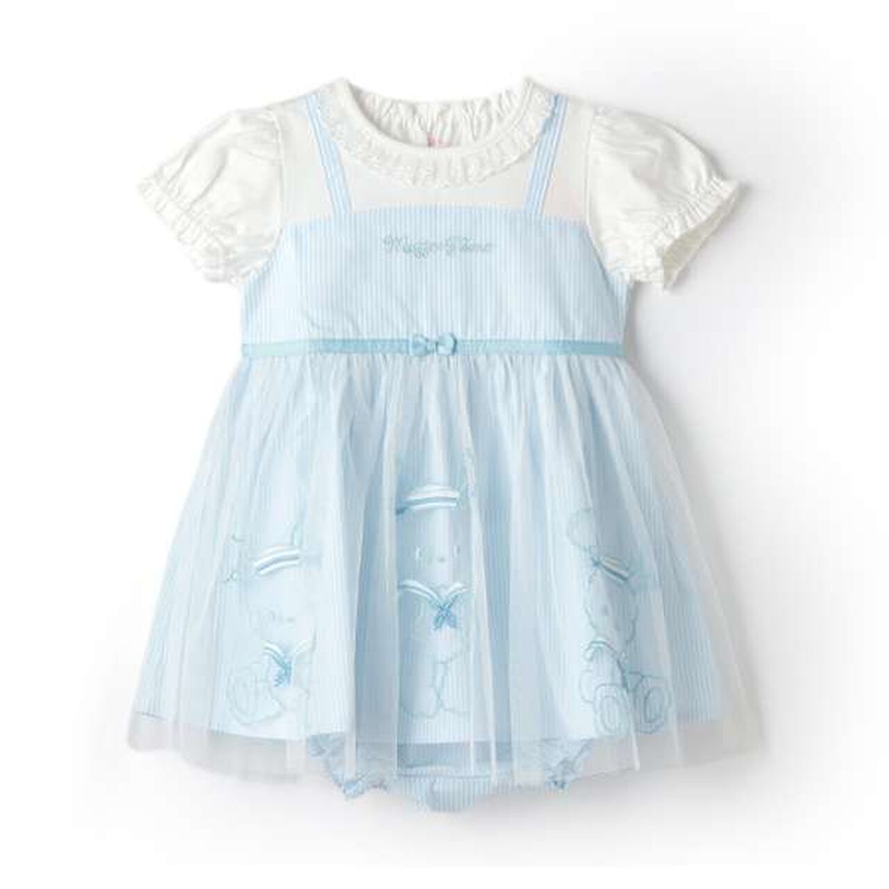 Rabbit Embroidery Docking Dress & Bloomers Set,Light blue, large image number 2