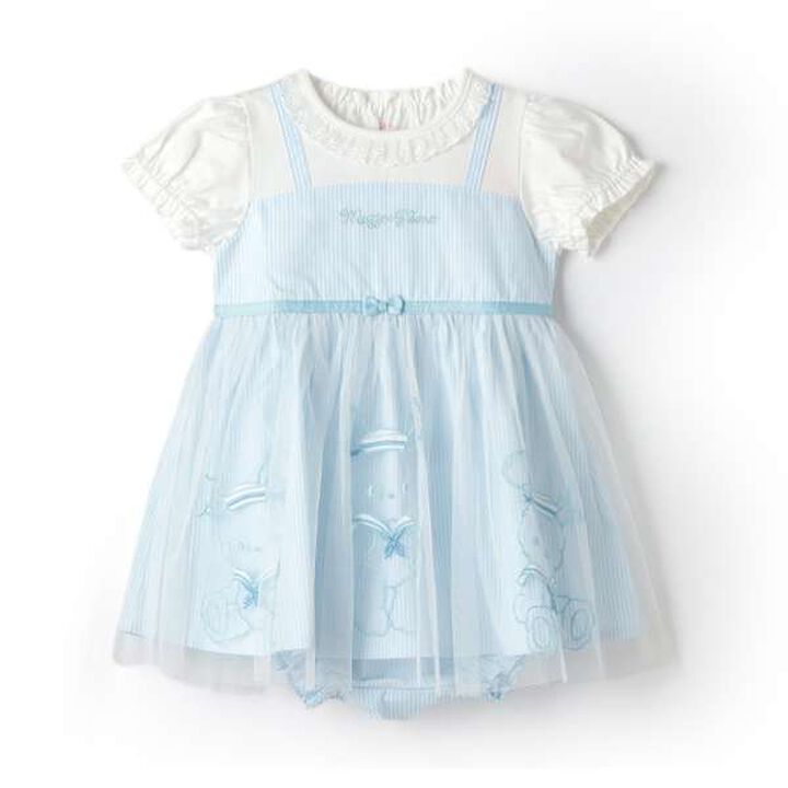 Rabbit Embroidery Docking Dress & Bloomers Set,Light blue, medium image number 2