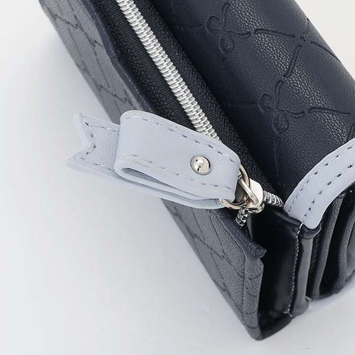 All-Over Pattern Ribbon Embossed Mini Wallet,Light blue, medium image number 7