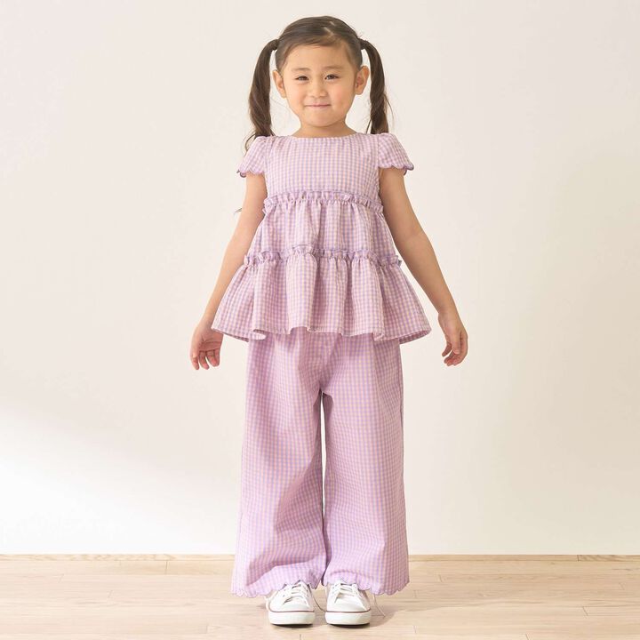 Assorted All-Over Pattern Tiered Blouse & Scallop Trim Pants Set,Emerald green, medium image number 24