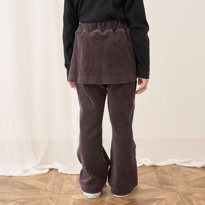 Plush Velour Coordinatable Setup Flared Pants with Skirt,Emerald green, medium image number 35