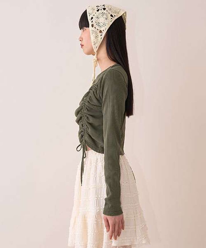 Pigment Shirring Tereko,Khaki, medium image number 1