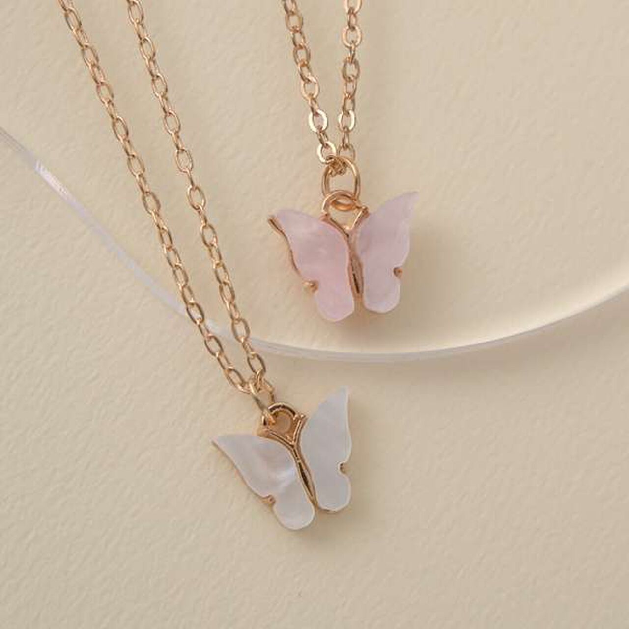 Butterfly Necklace,Off white, large image number 1