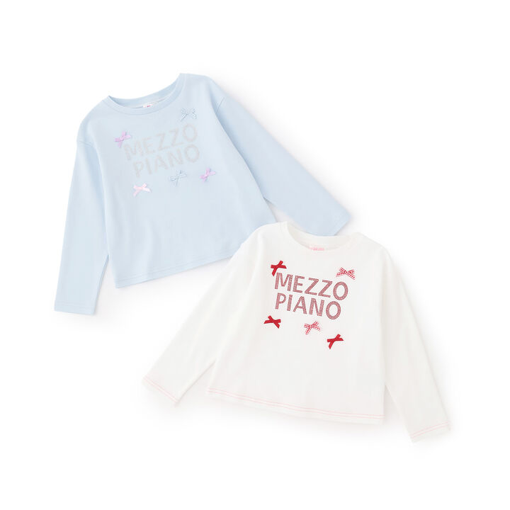 Rhinestone Logo Long-Sleeve T-Shirt,Off white, medium image number 8