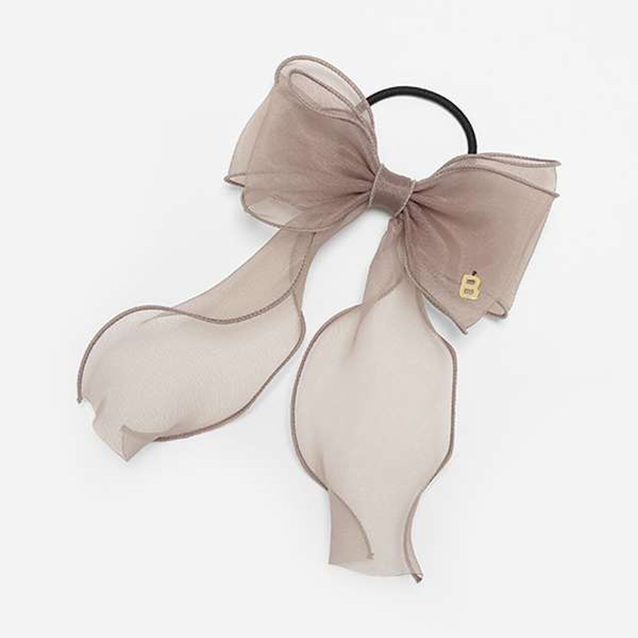 Chiffon Ribbon Ponytail Holder,Mocha tea, large image number 0