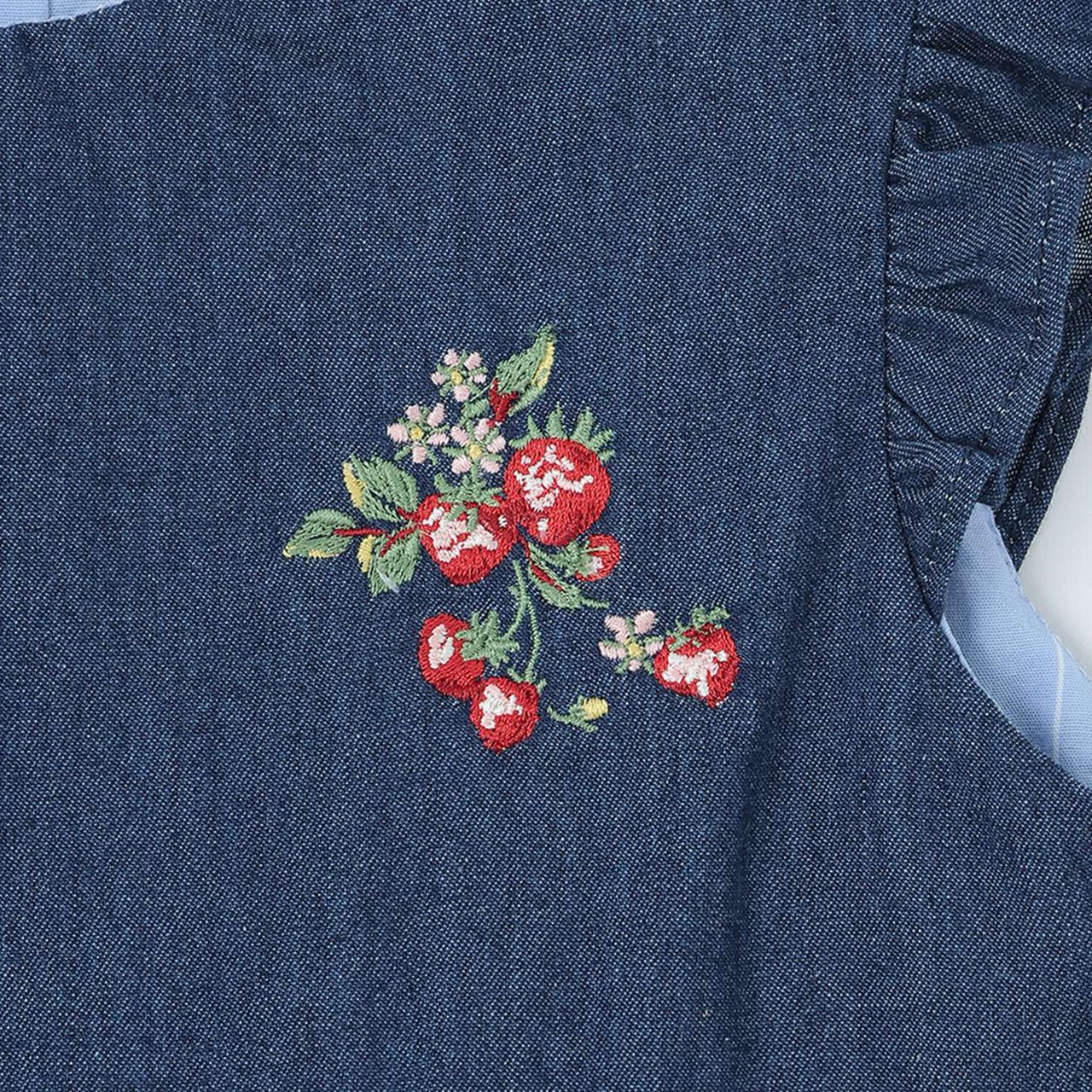 Wild Strawberry Embroidered Jumper Skirt,Navy, large image number 4