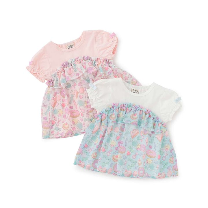 Sweets Motif Color-Block Top,Sax blue, medium image number 11