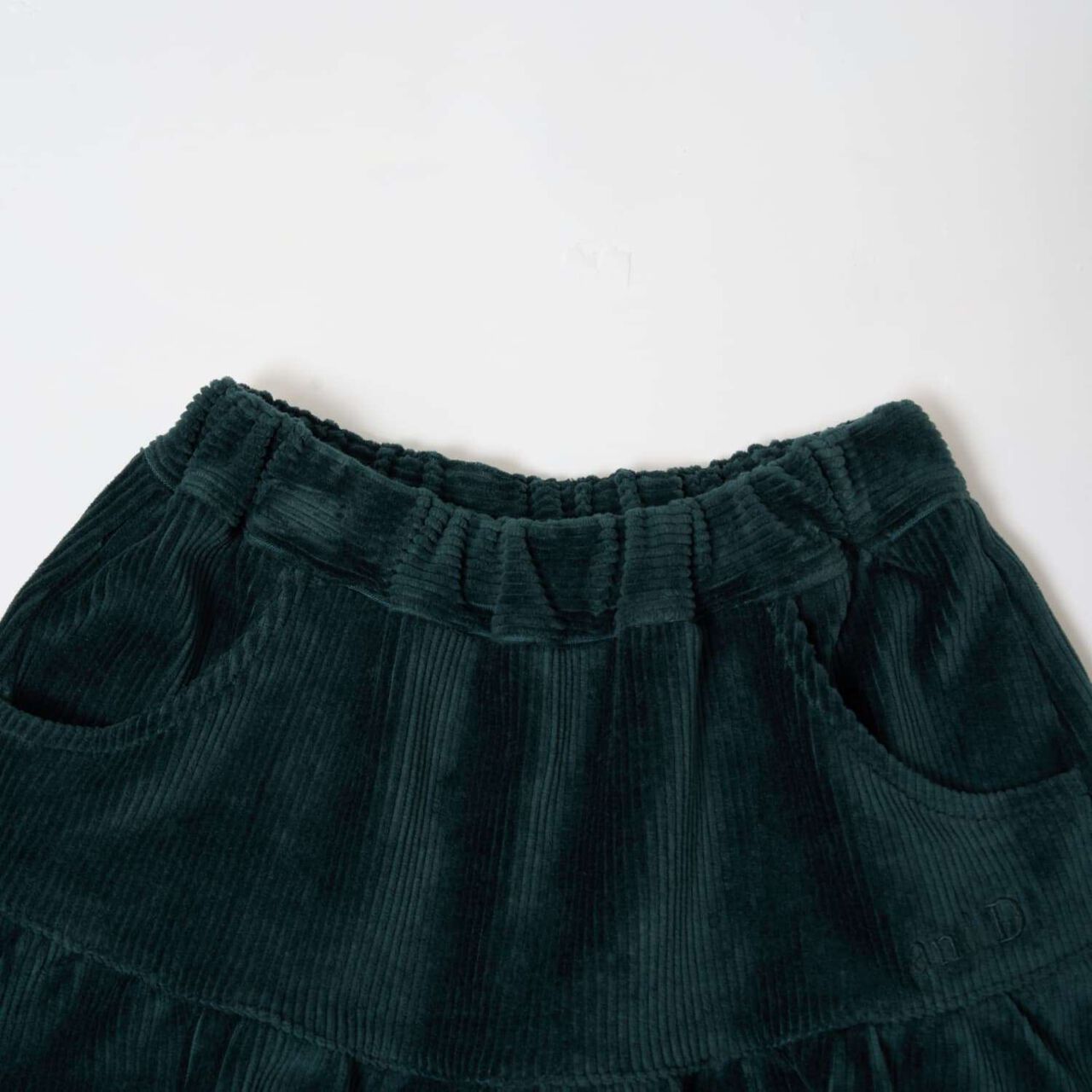 Gathered Cut Corduroy Skirt with Shorts,Deep green, large image number 8