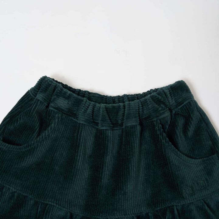 Gathered Cut Corduroy Skirt with Shorts,Deep green, medium image number 8