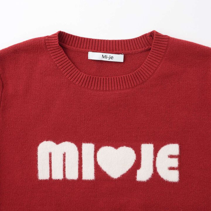 Shaggy Heart Logo Knit Pullover,Red, medium image number 2