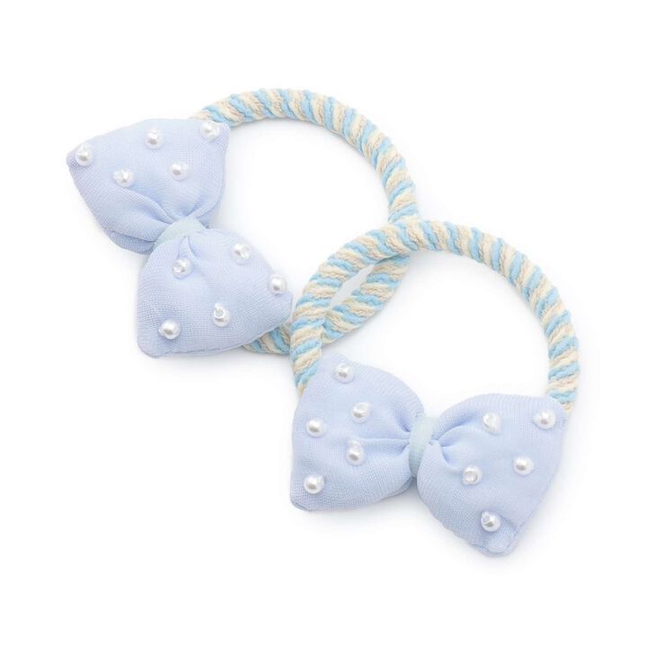 Puffy Ribbon Hair Ties (Set of 2),Sax blue, medium image number 2