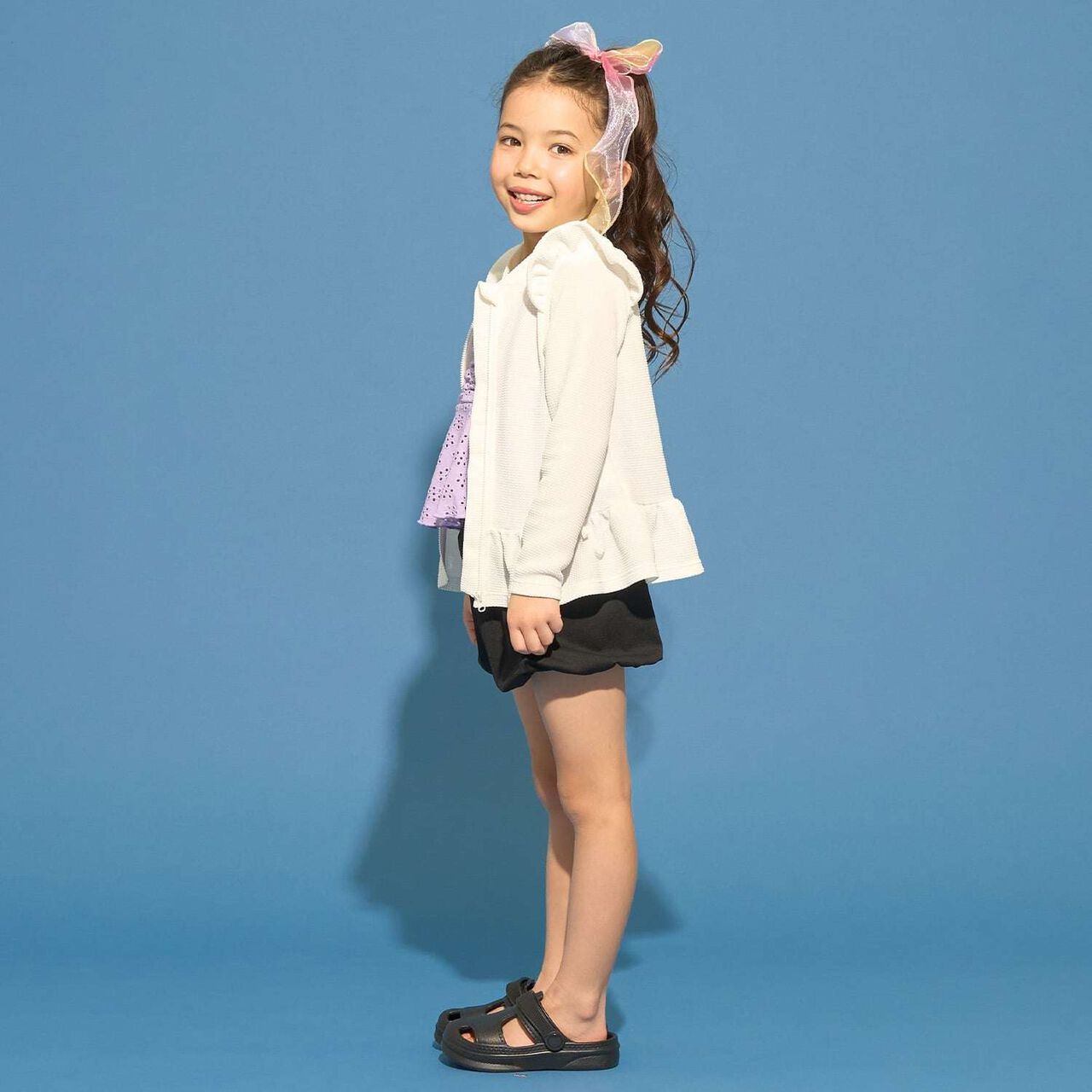 [SWIM] [UV Cut] Hem Frill Full Zip Rash Guard,Lavender, large image number 12