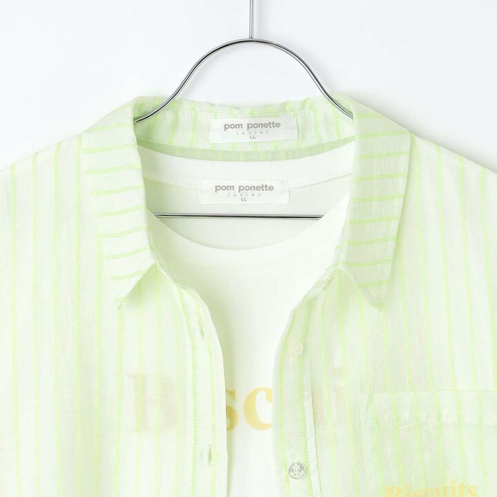 [130cm Available] Sheer Shirt & Inner T-Shirt Set,Black, medium image number 3