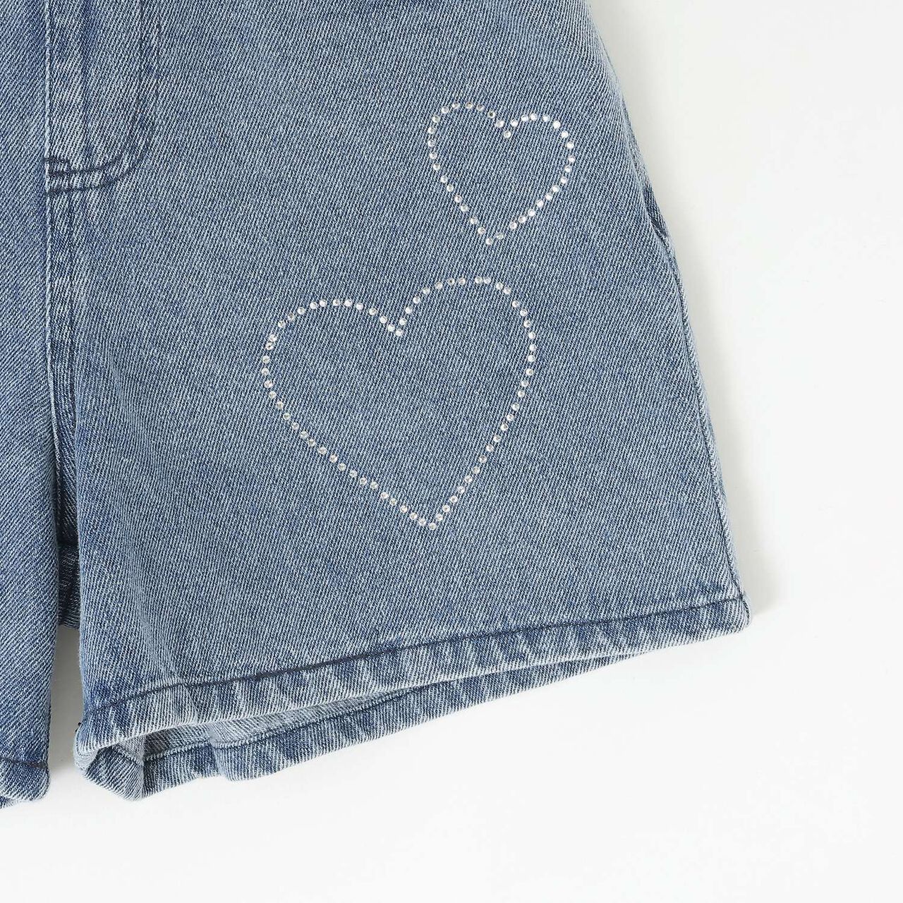 Rhinestone Denim Shorts,Black, large image number 12