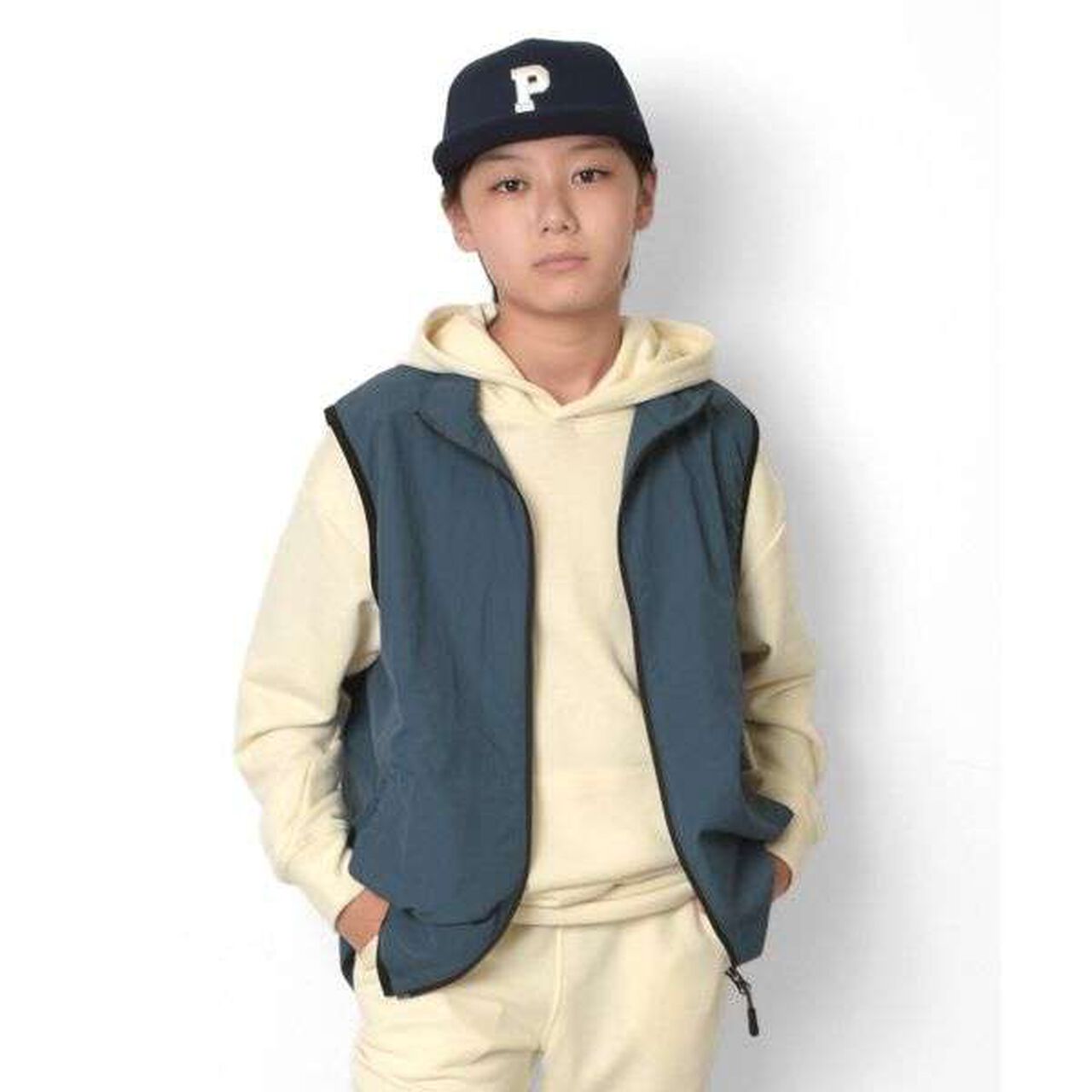 [Adult Size Available] Nylon Zip-Up Vest,Khaki, large image number 3