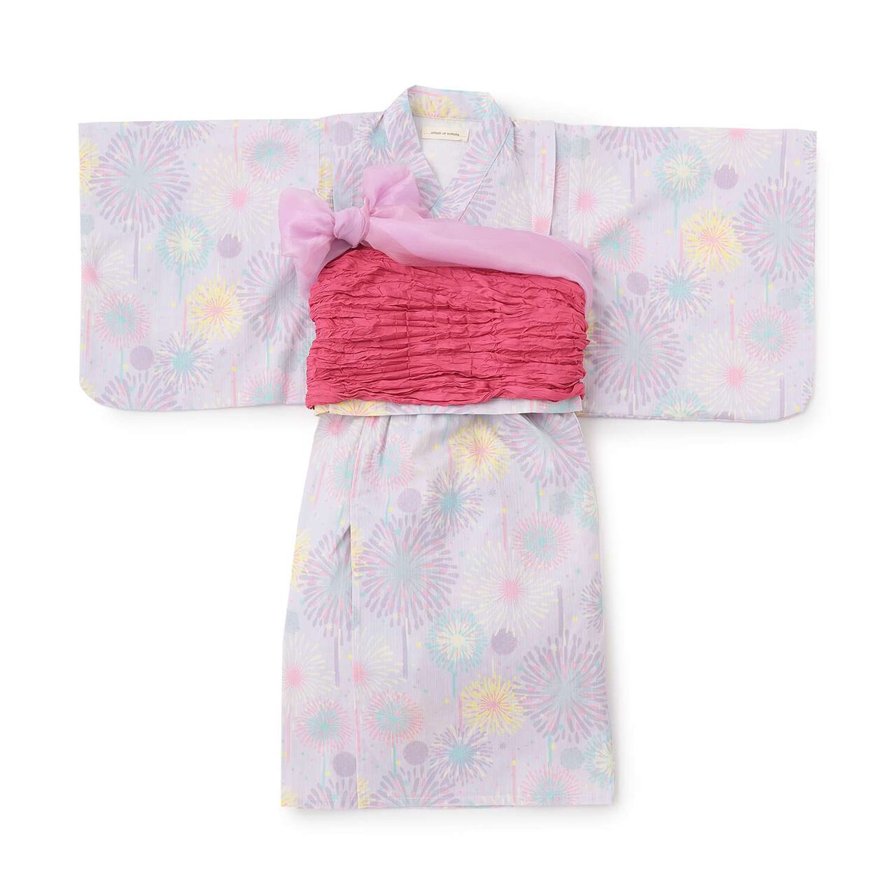 Yukata Set with Fireworks Pattern,Pearl white, large image number 1